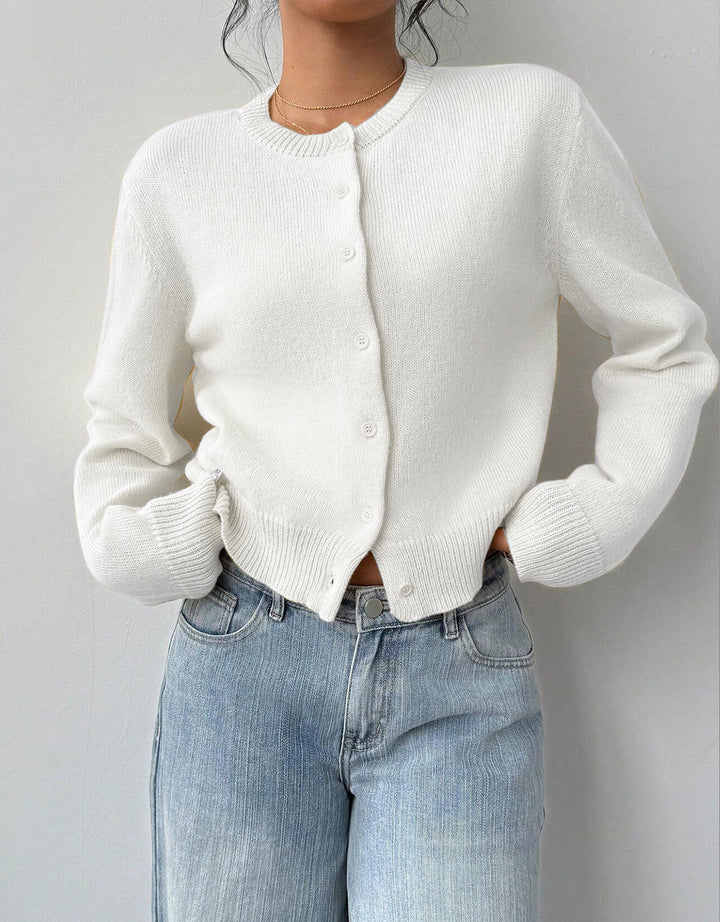Kvinders cardigan med fin ribbet tekstur og knapdesign Stilla
