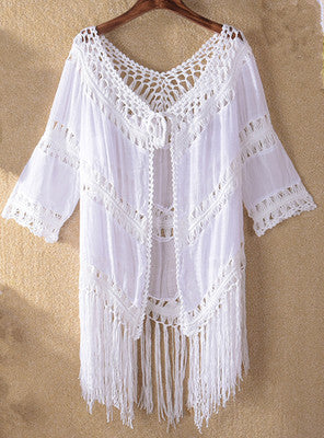 Kvinder Bohemian Hækle Franje Kimono Stilla