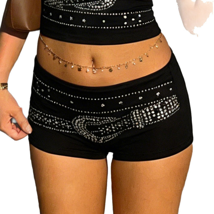 Dame Funklende Glitter-Shorts i sporty design Skovae