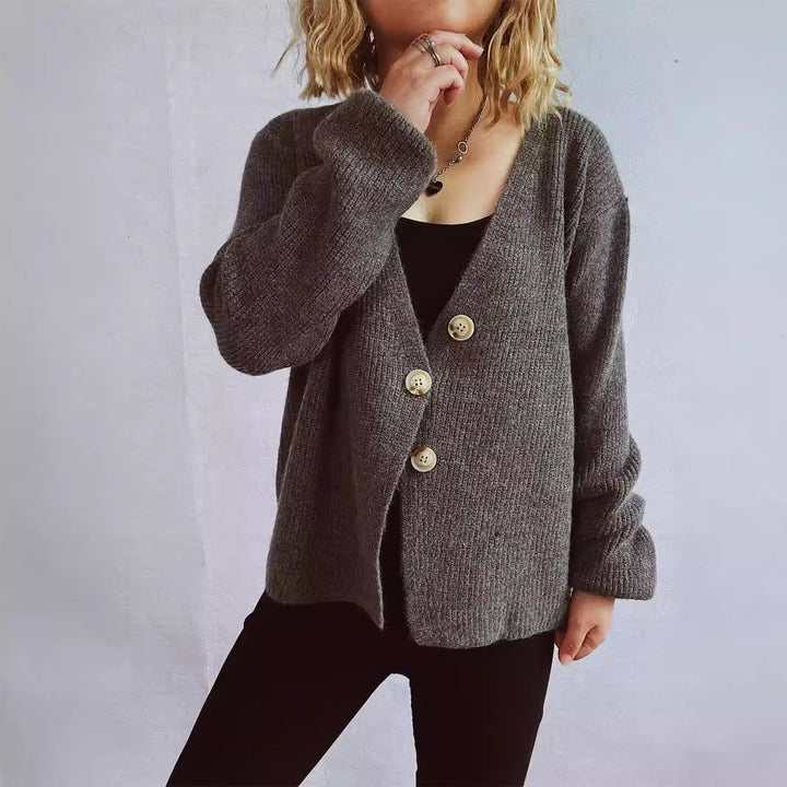 Damer hyggelig cardigan med store knapper og struktureret design Stilla
