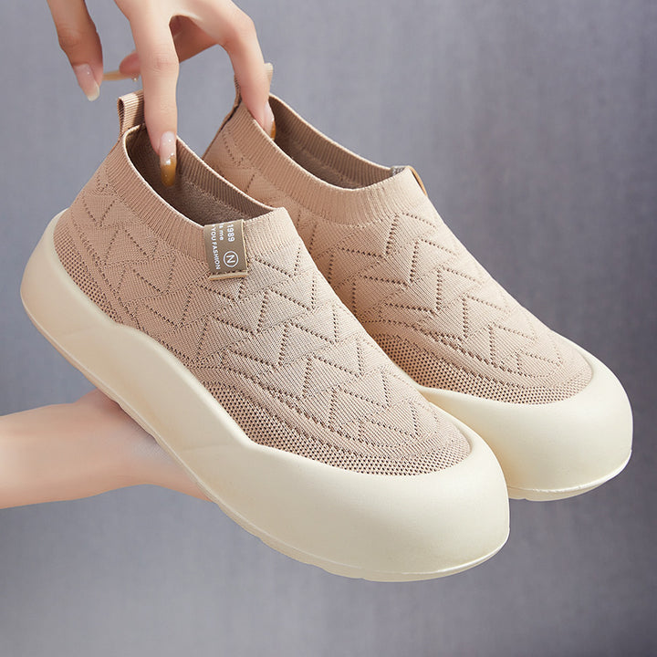 Dame Bequeme Slip-On Sneakers med elastisk strikstruktur og skridsikker sål Stilla