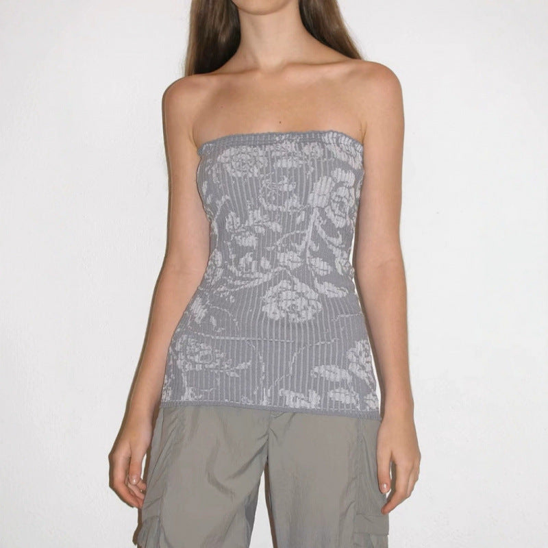 Dame Strapless Blomsterprint Top Stilla
