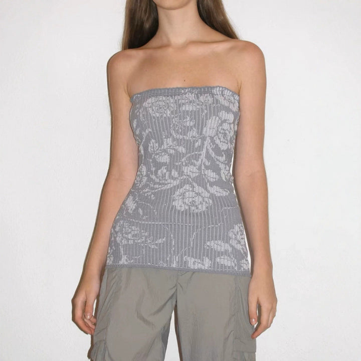 Dame Strapless Blomsterprint Top Stilla