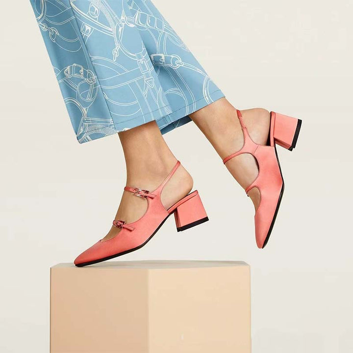 Femme Elegante Slingback Blokhælet Mules Stilla