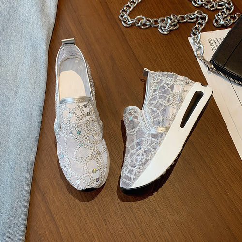 Dame Glamourøse Slip-On Sneakers med elegant glimmer-design Stilla