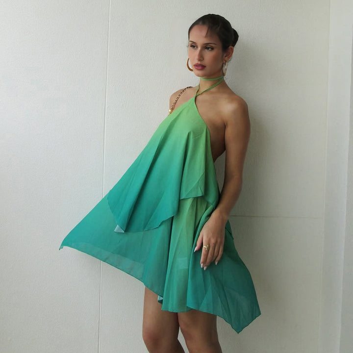 Dame luftig, asymmetrisk strandkjole med chiffon-effekt Skovae