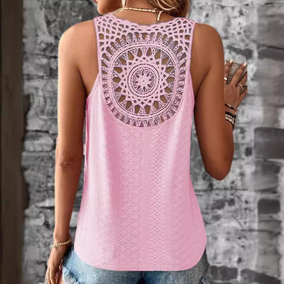 Dame Hæklenet Casual Tanktop Stilla