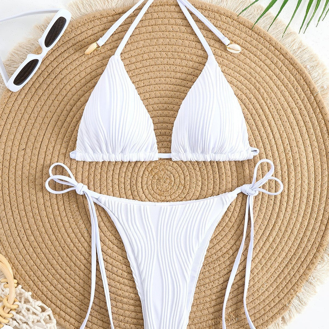 Dame Triangel-Bikini-Sæt med raffinerede ruffles-detaljer og variable bindebånd Stilla