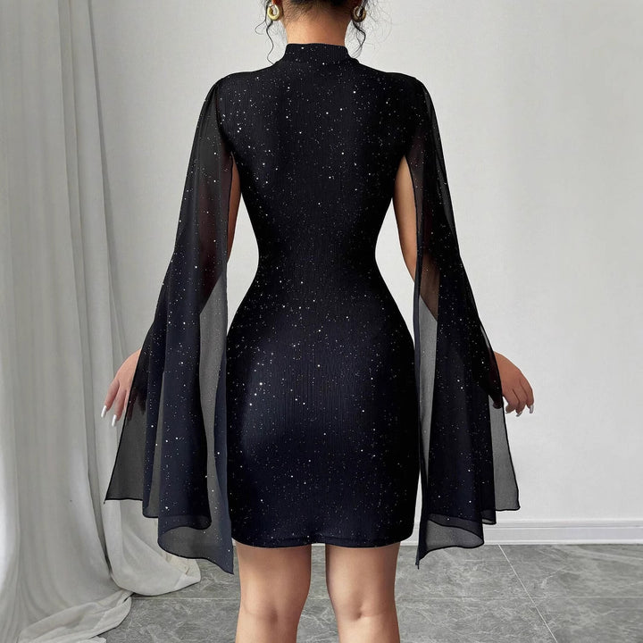 Dame Elegant Minikjole med Skørt og glitrende Detaljer Stilla