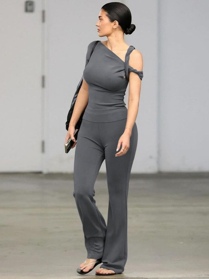 Dame Elegant Langærmet Jumpsuit med innovativt Off-Shoulder-design og figursyet snit Stilla