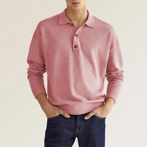 Herre Sweatshirt med polokrave og knapliste Stilla