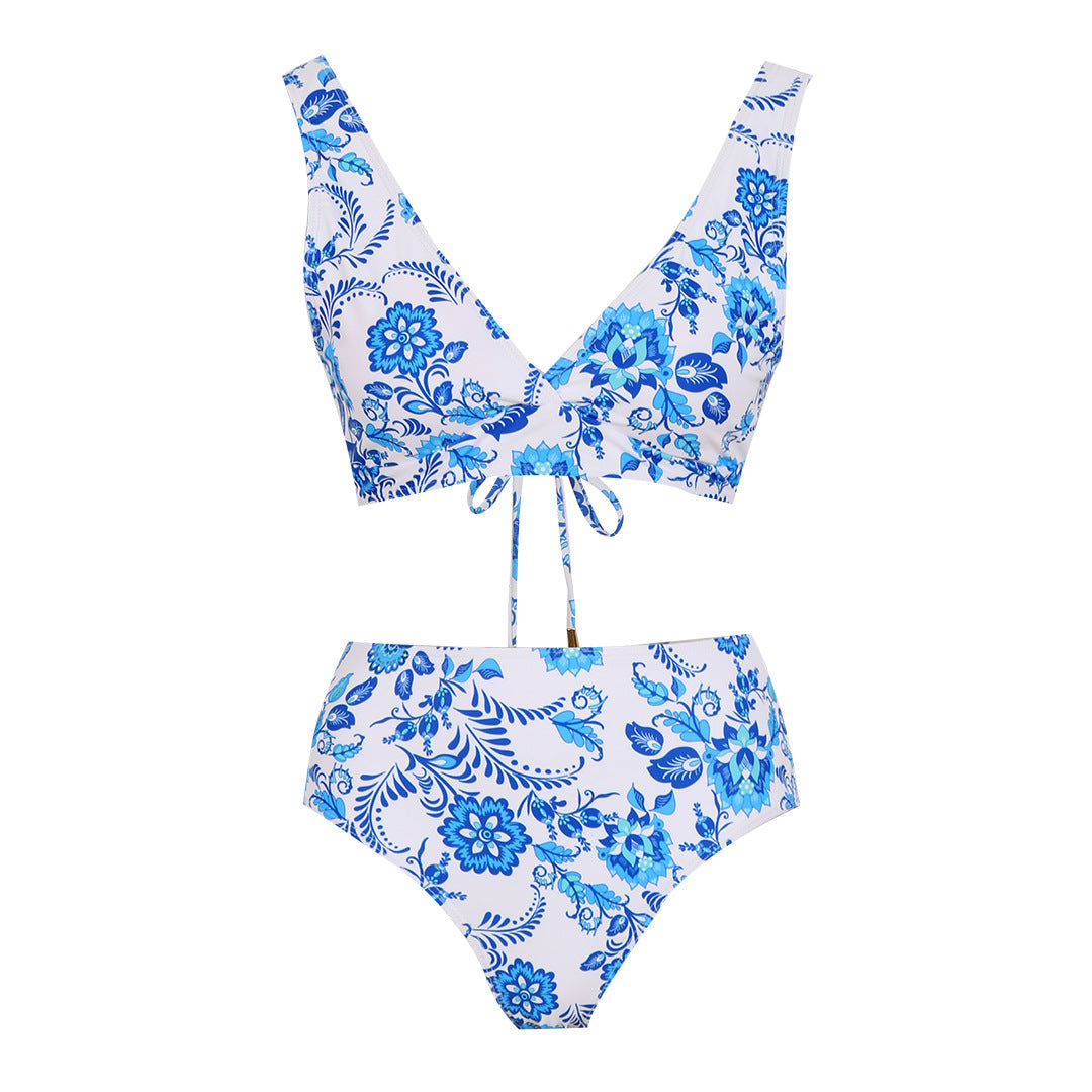 Dame bikini-sæt med blomsterdesign og bindebånd Stilla