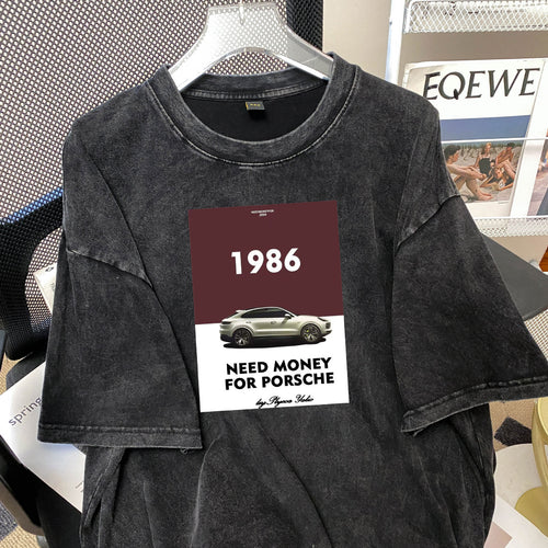 Dame T-shirt med nostalgisk automobil og humoristisk slogan Stilla