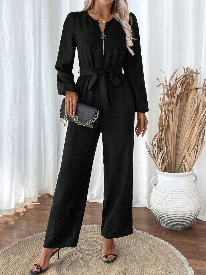 Dame Elegant Jumpsuit med kontrasterende Bindebælte Stilla
