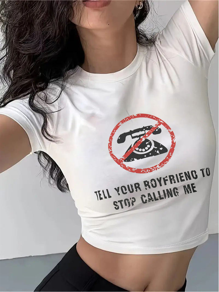 Dame Crop-T-shirt med dit kreative citat Skovae