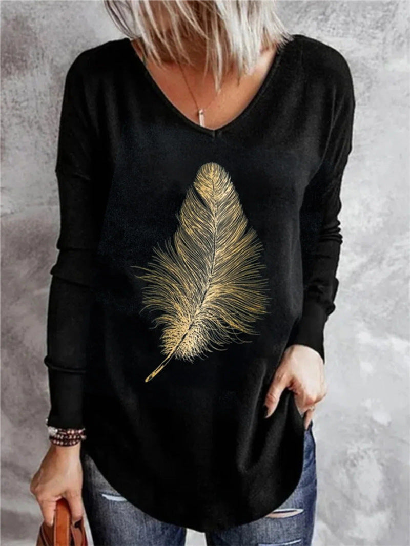 Stilla | Afslappet Blade Print V-hals Pullover Top