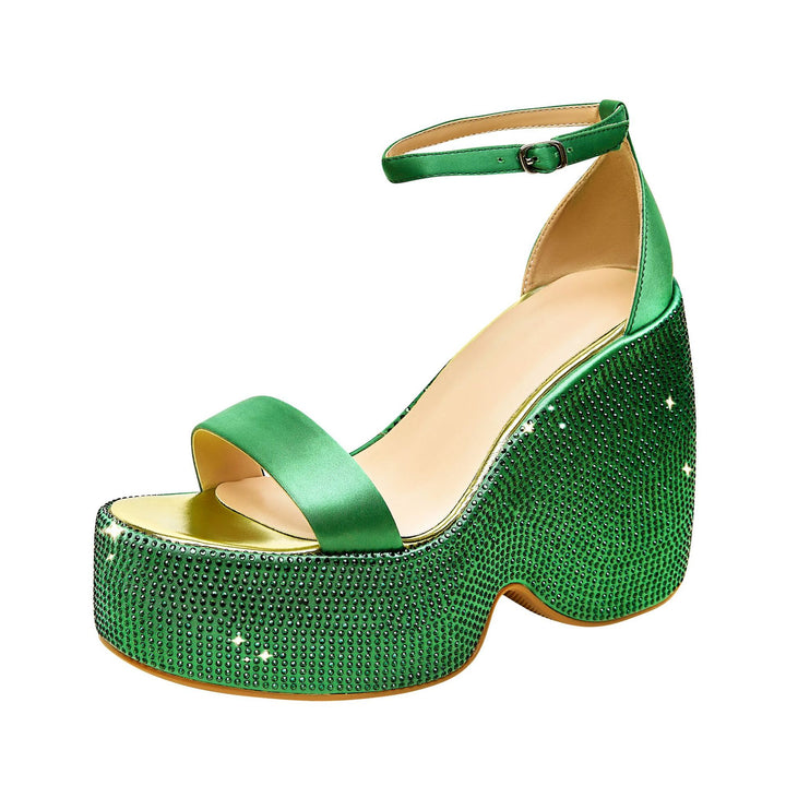 Femme Platform Hæle Sandaler med Strassdekoration Stilla