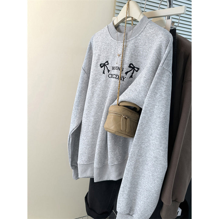 Dame Casual Oversized Sweatshirt med Sløjfedekorationer Stilla