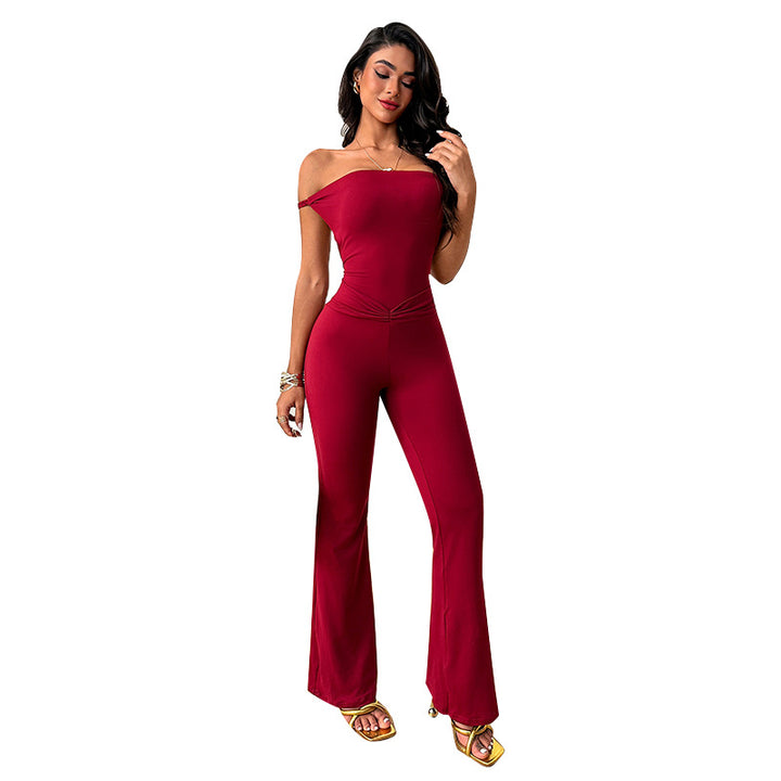 Dame elegant Off-Shoulder Jumpsuit med tætsiddende design Skovae