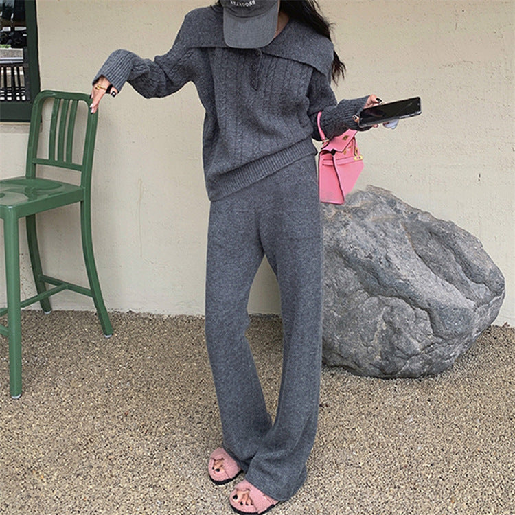 Femme Kabelstrikpullover med bred krave Stilla