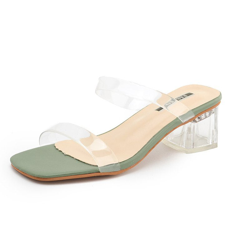 Dame Gennemsigtige Slide-Sandaler med unikt Blokhæle Stilla
