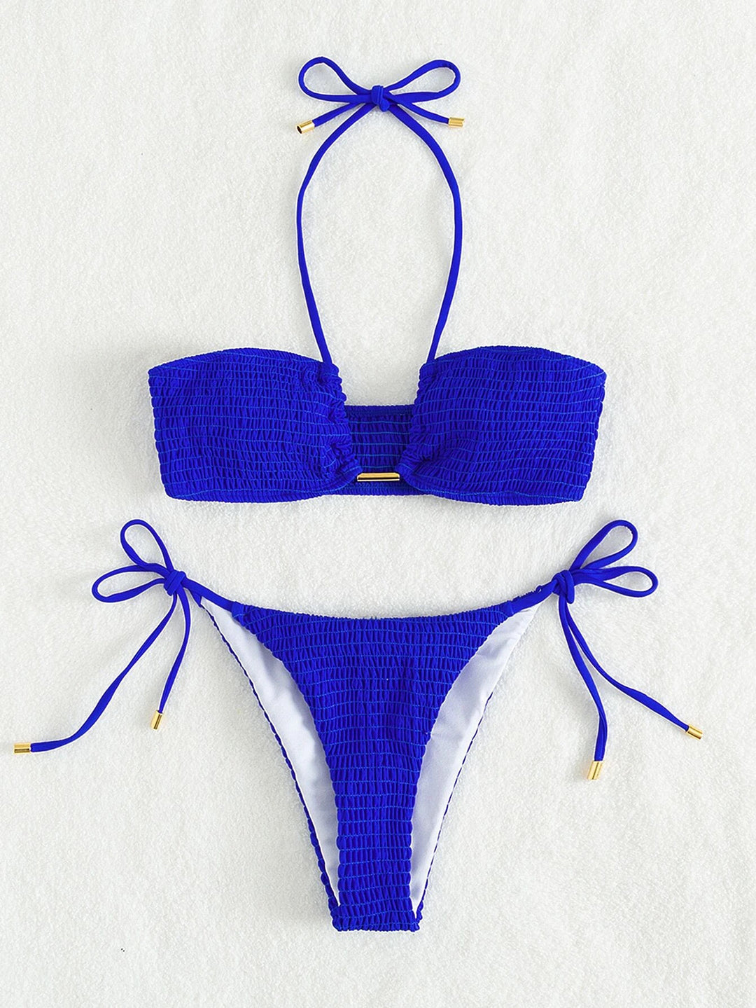 Dame Bandeau-Bikini med justerbare stropper og rynker Stilla