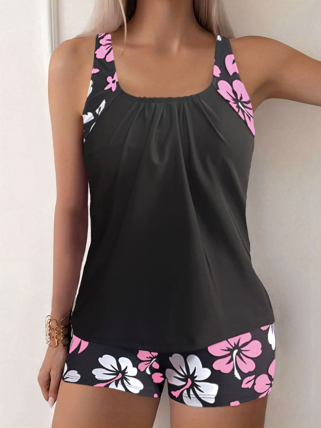 Dame Sporty Tankini med mønstrede shorts Stilla
