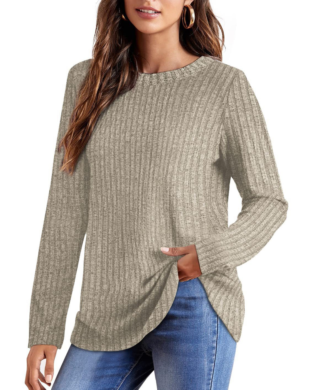 Dame Langærmet Rib-Top Stilla