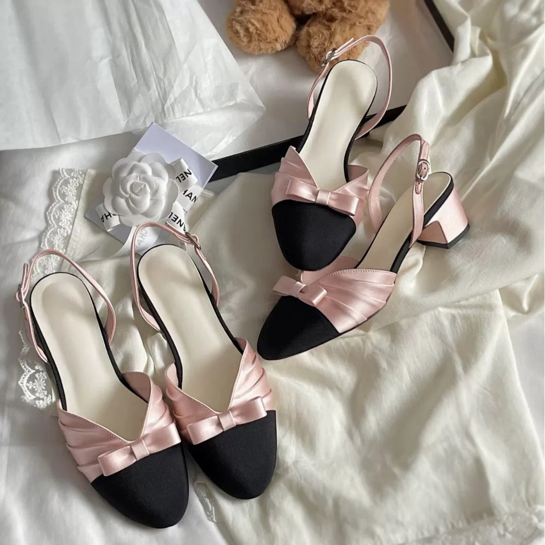 Dame Slingback-pumps med elegant satindetalje og struktureret sål Stilla