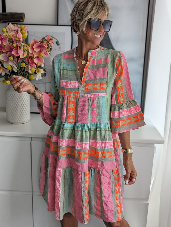 Stilla | Boho Kjole Med Etnisk Mønster