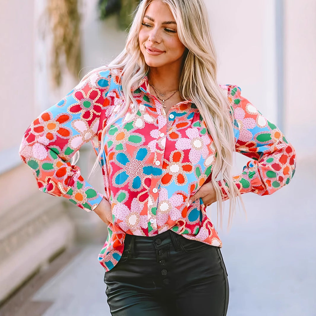 Dame blomsterprint bluse Stilla