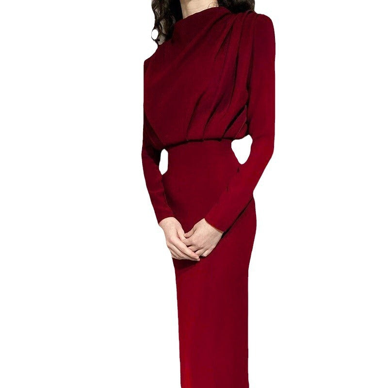 Dame Elegante Draperet Midi Kjole Stilla