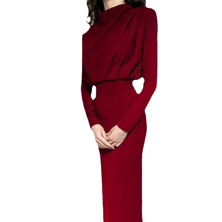 Dame Elegante Draperet Midi Kjole Stilla