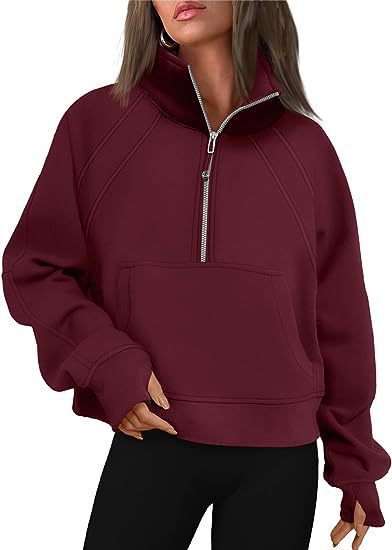 Dame Sporty Sweatpullover med halvdelskning og kængurulomme Stilla