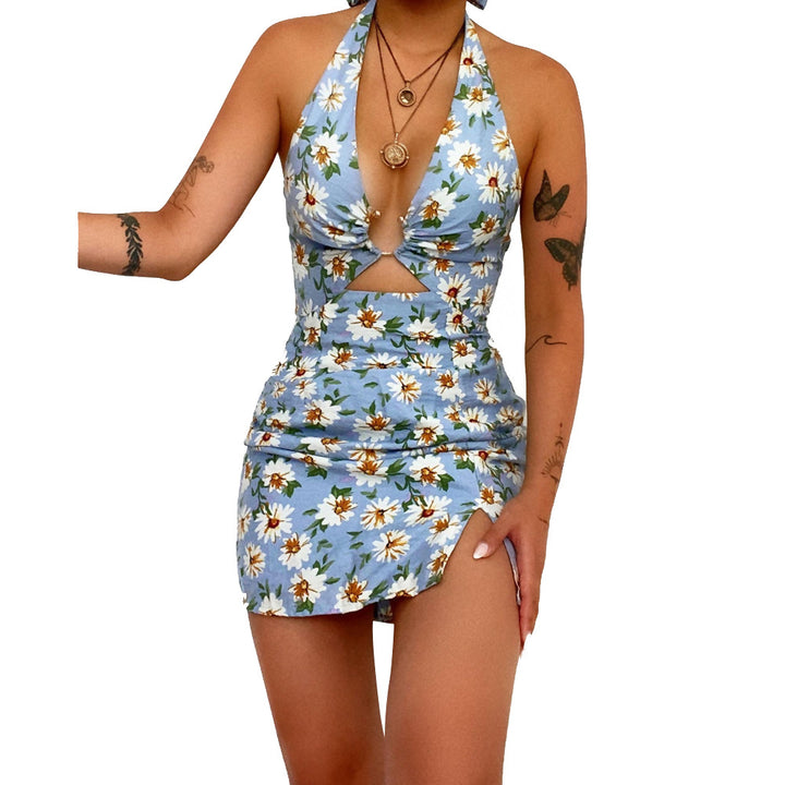 Kvinder strapless blomster mønster mini kjole Stilla