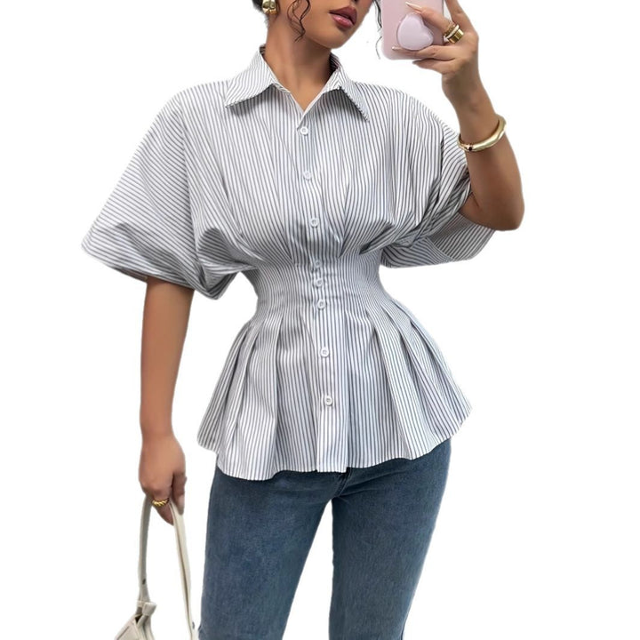 Femme Fald-Peplum Knap-Op Stilla