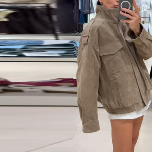 Dame Stilfuld og Komfortabel Oversized Suesde Jakke Stilla