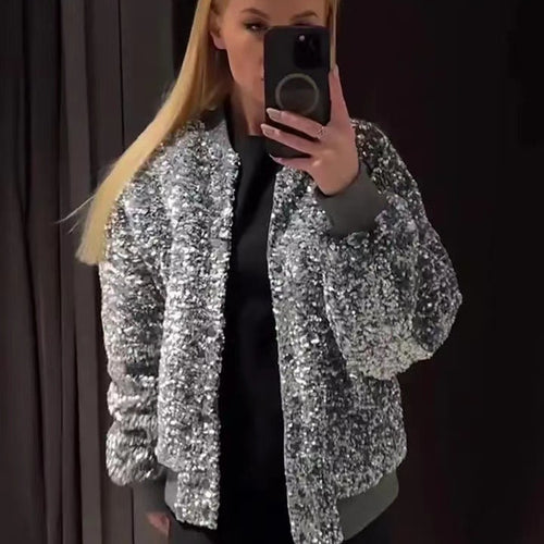 Dame fleece bomber jakke med tekstureret ydermateriale og løs pasform Skovae