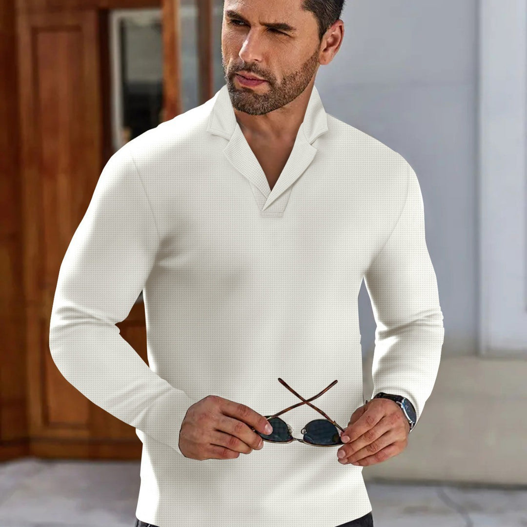 Herrer elegant langærmet sweater med stilfuld ståkrave Stilla