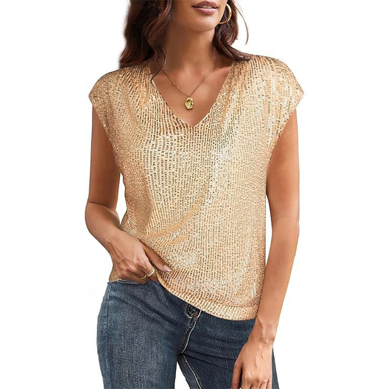 Dame Casual V-Udsnit Shimmer Top Stilla