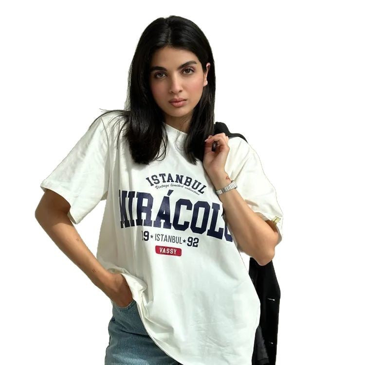 Dame Oversized T-Shirt med iøjnefaldende Istanbul print og afslappet snit Stilla