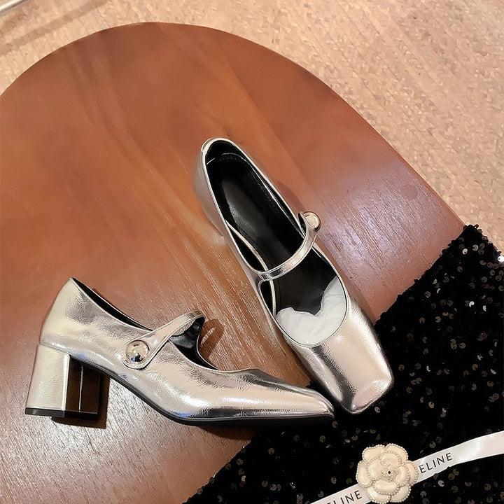 Kvinder Quadro-Toe Mary Jane Ballerinas med elegant metallic finish Stilla