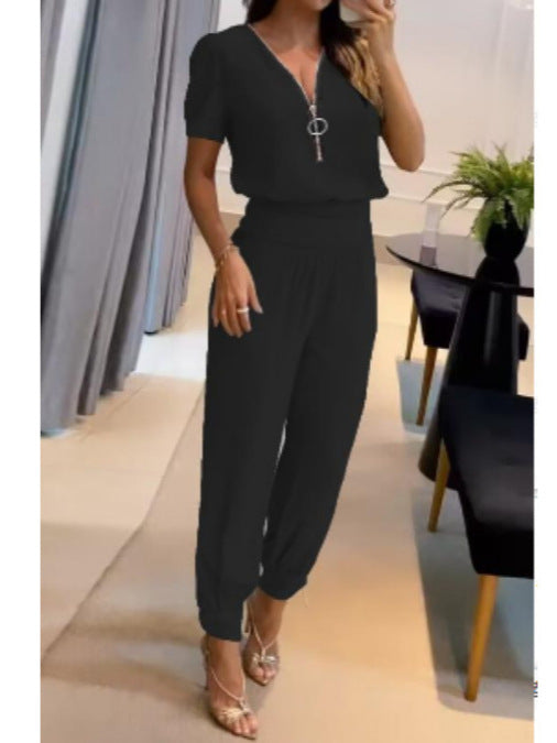 Dame Lækkert Jumpsuit med elegant V-udskæring og perfekt pasform Skovae