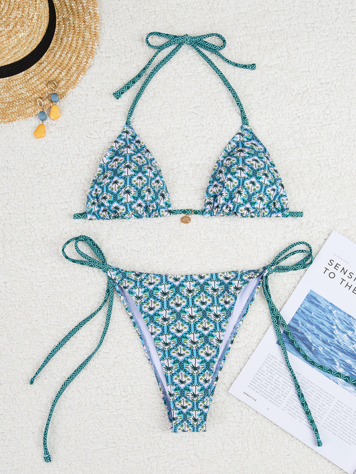 Dame triangel-bikini med legende palmeprint Skovae