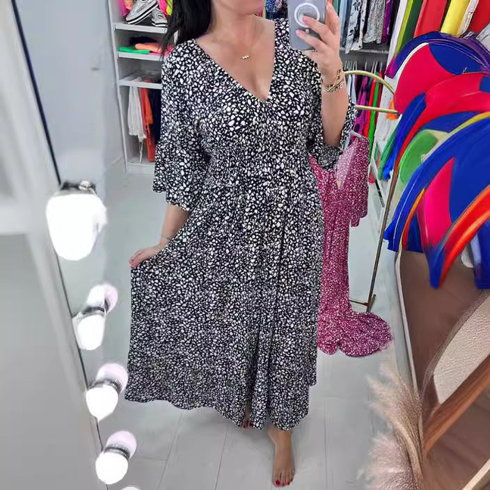 Stilla | Ferie-Kjole Plus Size Fairy V Hals Blomsterkjole