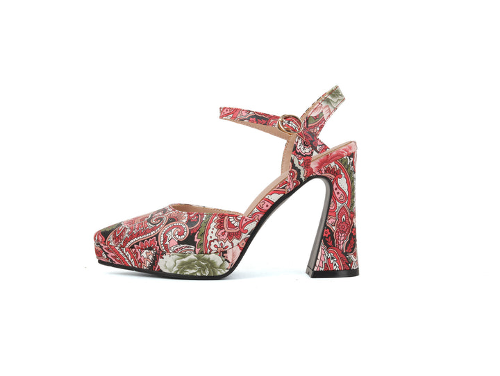 Femme Fashion-Forward Platform Slingback Hæle med Floralprint Stilla