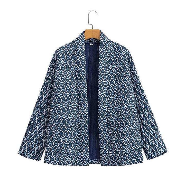 Dame kimono-stil jakke med detaljeret mønster Stilla