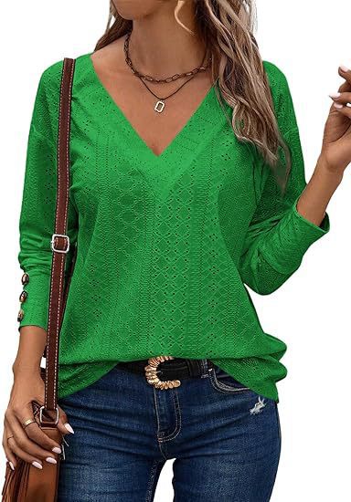 Dame V-hals sweater i hulstrik Stilla