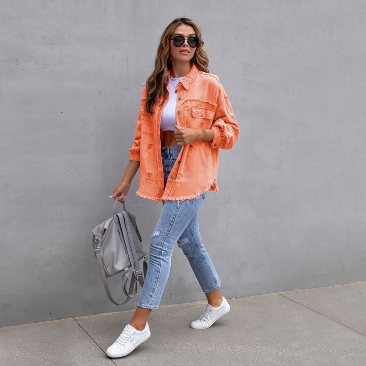 Femme Distressed Overdimensioneret Denim Shacket Stilla