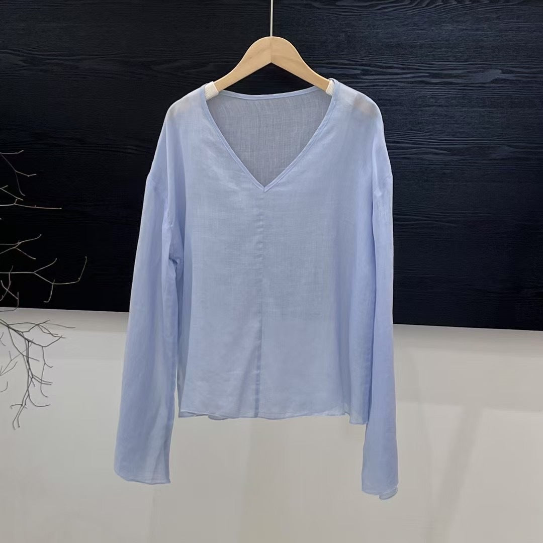 Femme Letvægts Langærmet Linned blouse Stilla